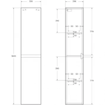Пенал BelBagno Kraft KRAFT-1600-2A-SC-BO-L подвесной L, Bianco Opaco