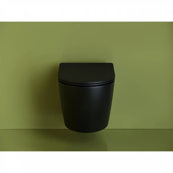 Унитаз подвесной Ceramica Nova Uno CN11001MB безободковый, с сиденьем микролифт, черный матовый