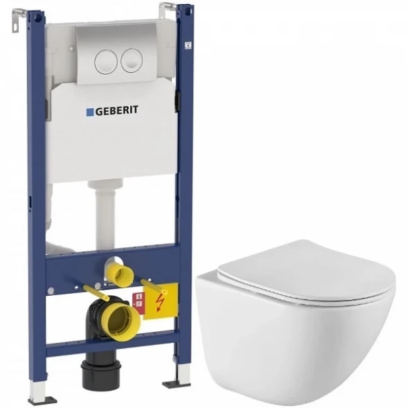 Комплект подвесной унитаз BelBagno Amanda BB051CHR + BB051SC + система инсталляции Geberit 458.124.21.1