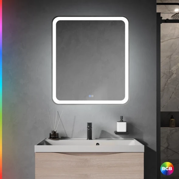 Зеркало Cezares CZR-SPC-MC-700-800-RGB-TCH 70x80 см, с разноцветной подсветкой, сенсорным выключателем, диммером