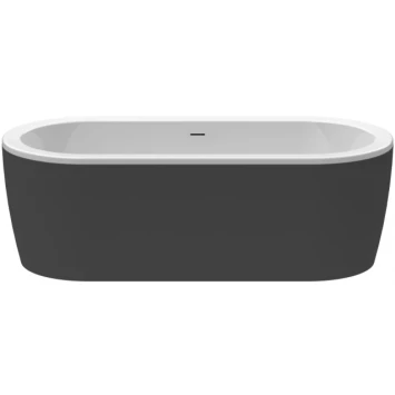 Акриловая ванна Cezares Slim SLIM CENTRAL-180-80-60-NERO-SET 180x80 см, отдельностоящая, черный матовый/белый