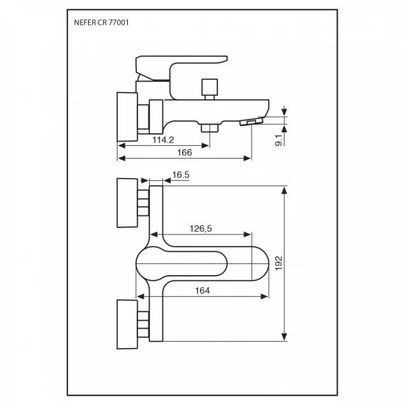 Смеситель для ванны Emmevi Nefer 77001CR/B хром/белый