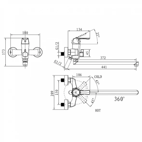 Смеситель для ванны Kaiser Boss 51055B