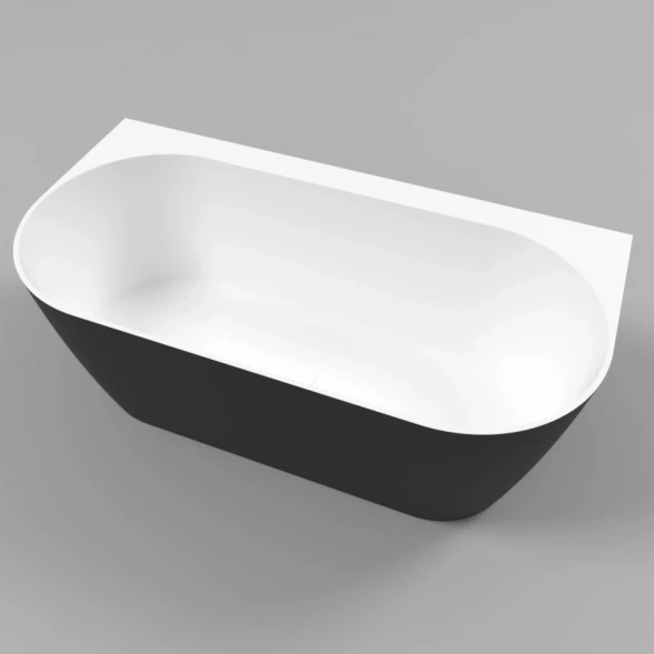 Ванна из литьевого мрамора Whitecross Pearl B 0215.155078.20100 155x78 см, белый матовый/черный матовый