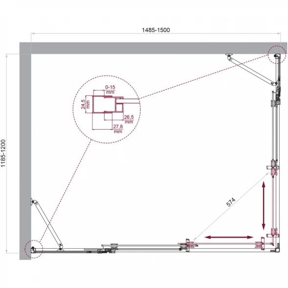 Душевой уголок BelBagno Luce LUCE-AH-22-150/120-C-Cr 150x120 см, профиль хром, стекло прозрачное