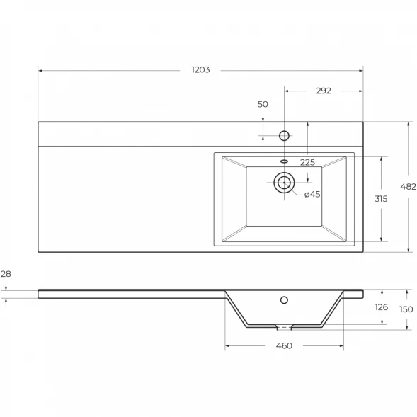 Тумба с раковиной Bianco Opaco 120,3 см BelBagno Kraft KRAFT-LVD-580/1200-2C-PIA-BO + BB1200/480-LV-MR-R