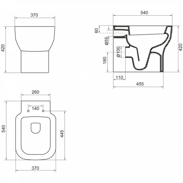 Приставной унитаз BelBagno Vaso BB127CB