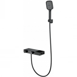 Термостат для ванны Wonzon & Woghand Shelf WW-B2551-MB с душевым гарнитуром, черный матовый