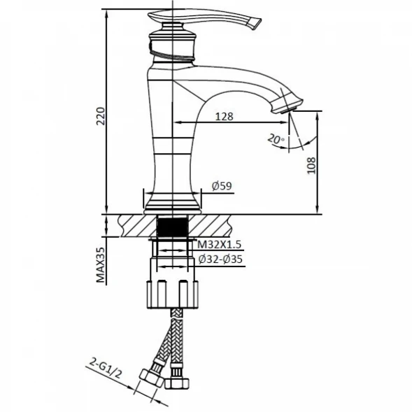 Смеситель для раковины AltroBagno Beatrice AltroBagnoBeatrice0113BrNe