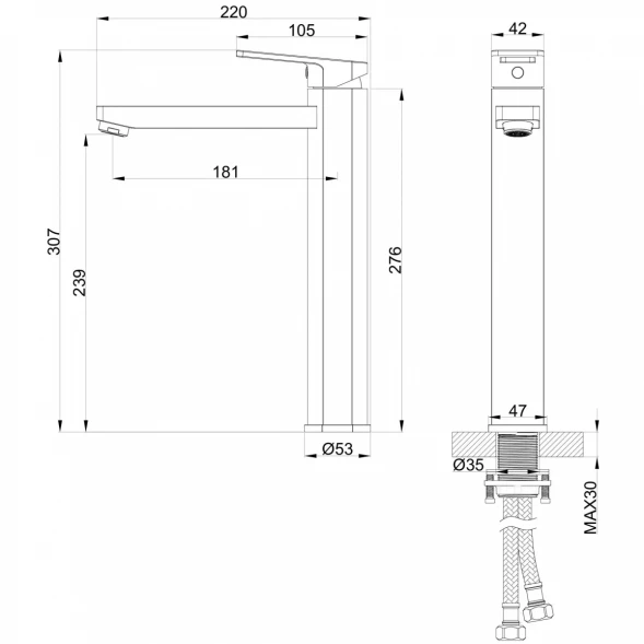 Смеситель для раковины Wonzon &amp; Woghand Frame WW-88239010-BG золотой матовый