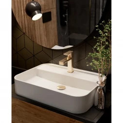 Смеситель для раковины AQUAme Parma AQM6610BG без донного клапана, Золото матовый