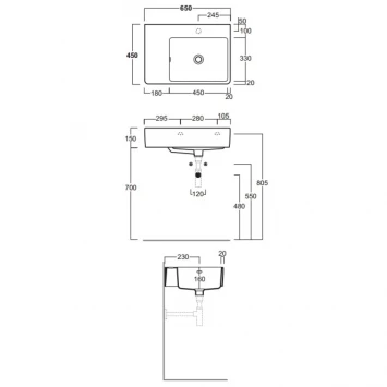 Раковина 65x45 см Simas Lavabi d'arredo QU65D*1 bi