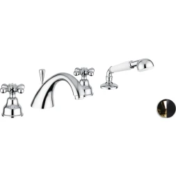 Смеситель на борт ванны Emmevi Deco Classic 12120/NO с душевым гарнитуром, Золото/черный