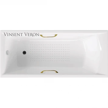 Ванна чугунная Vinsent Veron Devon VDV1807545H/VH0012GD-AS 180x75 см, с ручками, антискользящим покрытием, белый