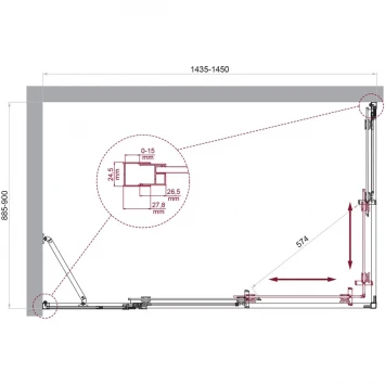 Душевой уголок BelBagno Luce LUCE-AH-21-145/90-C-Cr 145x90 см, профиль хром, стекло прозрачное