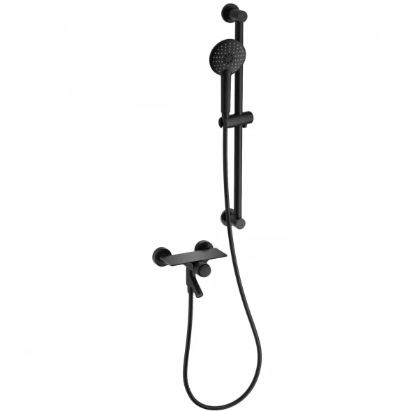 Смеситель для ванны Wonzon &amp; Woghand Click WW-FE05L222-MB с душевым гарнитуром, черный матовый