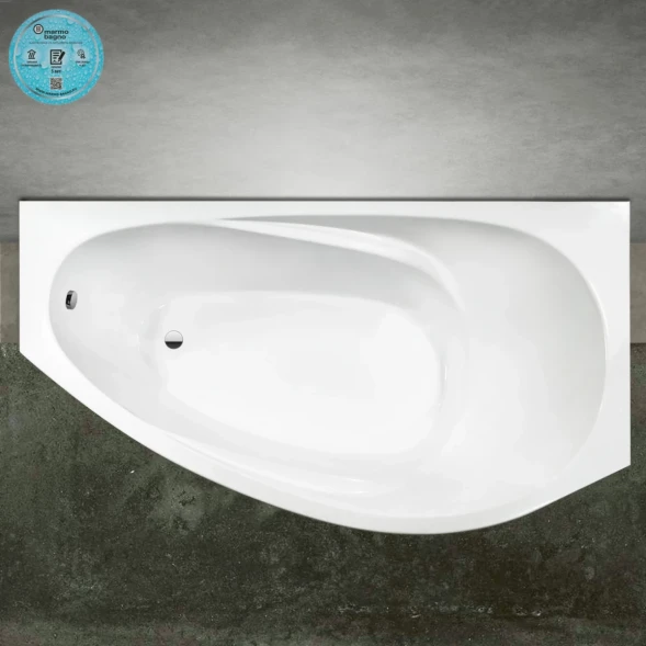 Ванна из литьевого мрамора Marmo Bagno Турин MB-TR170-95 170x95 см R, белый