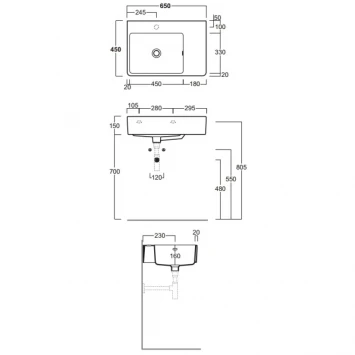 Раковина 65x45 см Simas Lavabi d'arredo QU65S*1 bi