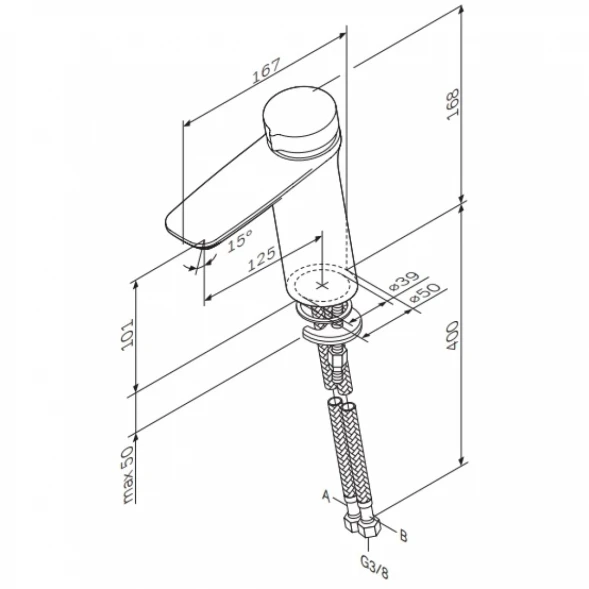 Смеситель для раковины без донного клапана Am.Pm Inspire 2.0 F50A02500