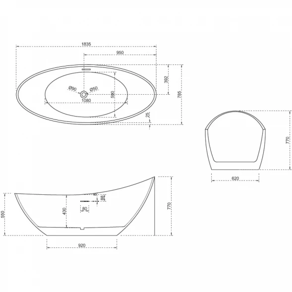 Акриловая ванна Abber AB9233DB 183,5x78,5 см, отдельностоящая, синий
