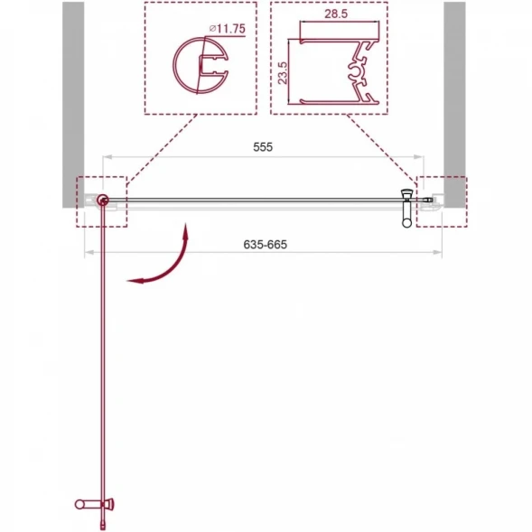 Душевая дверь 65 см BelBagno UNO-B-1-65-C-Cr прозрачное