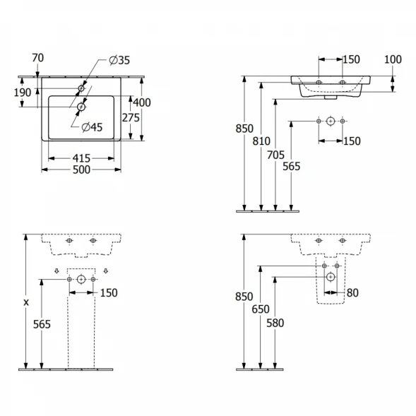 Раковина 50x40 см Villeroy &amp; Boch Subway 3.0 43705001