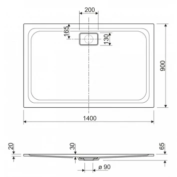 Душевой поддон из литьевого мрамора 140x90 см Cezares Titan TRAY-TITAN-AH-140/90-25-W