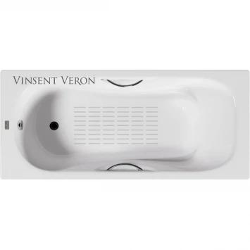 Ванна чугунная Vinsent Veron Aura VAU1707542H/VH0015CH-AS 170x75 см, с ручками, антискользящим покрытием, белый
