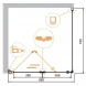 Душевой уголок Cezares Elena 90x80 см текстурное стекло ELENA-W-ASH-1-90/80-P-Cr-L