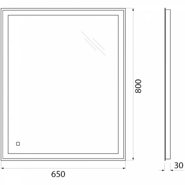 Зеркало 65x80 см BelBagno SPC-GRT-650-800-LED-TCH