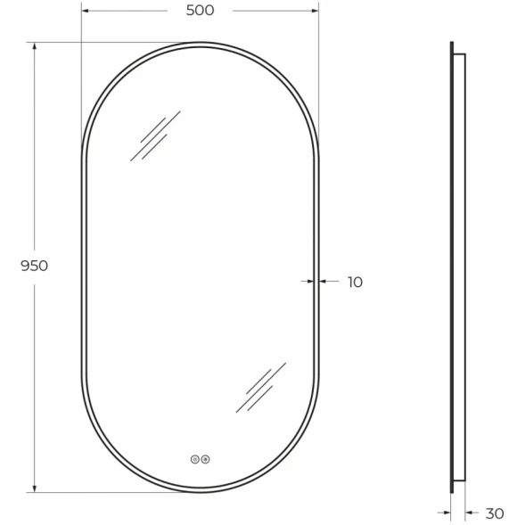 Зеркало Cezares CZR-SPC-ELS-500-950-RGB-TCH 50x95 см, с разноцветной подсветкой, сенсорным выключателем, диммером