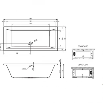 Акриловая ванна 180x80 см Riho Lusso B036001005