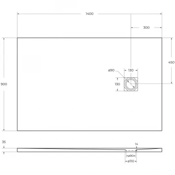 Душевой поддон BelBagno Uno TRAY-MR-UNO-AH-140/90-35-W-NO 140x90 см, из литьевого мрамора, прямоугольный, белый
