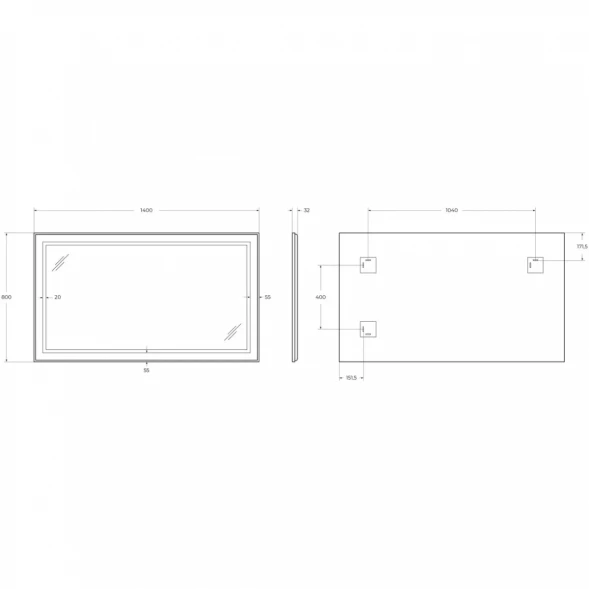 Зеркало BelBagno Kraft SPC-KRAFT-1400-800-SENS-NERO 140x80 см, с LED-подсветкой, сенсорным выключателем, черный