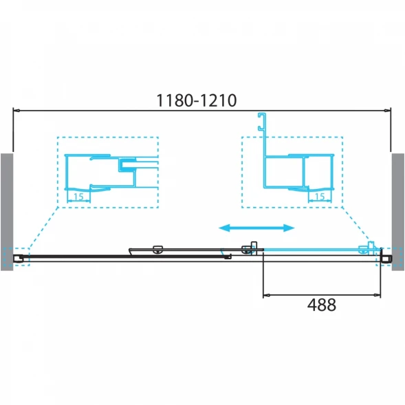 Душевая дверь 120 см BelBagno DUE-BF-1-120-C-Cr прозрачное