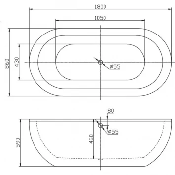 Акриловая ванна BelBagno BB13-1800 180x86 см, отдельностоящая, белый