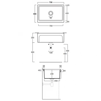 Раковина 75x50 см Simas Q500bi