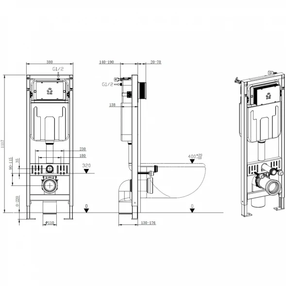 Инсталляция для унитаза Allen Brau Pneumatic Slim 9.11102.20 пневматическая