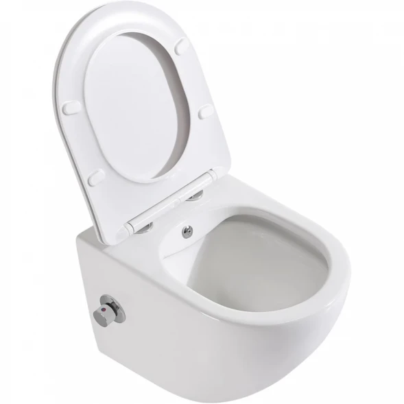 Унитаз подвесной BelBagno Uno BB3105CHR-BS/SC безободковый, с функцией биде, с сиденьем микролифт, белый