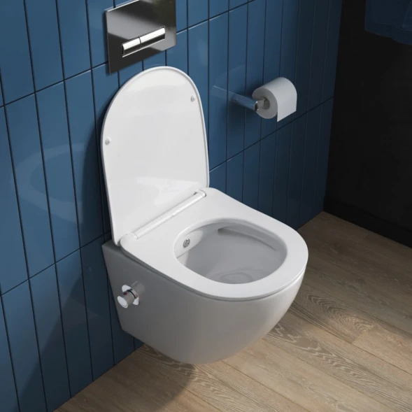 Унитаз подвесной BelBagno Uno BB3105CHR-BS/SC безободковый, с функцией биде, с сиденьем микролифт, белый