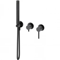 Смеситель для ванны Wonzon & Woghand Stick WW-838017-MB встраиваемый, с душевым гарнитуром, черный матовый