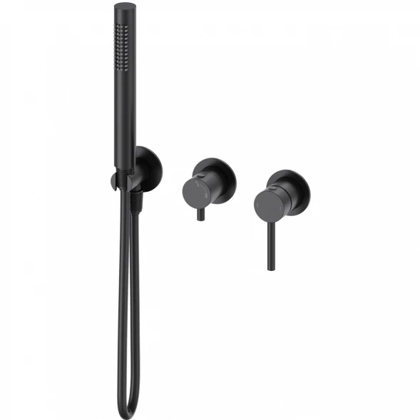 Смеситель для ванны Wonzon &amp; Woghand Stick WW-838017-MB встраиваемый, с душевым гарнитуром, черный матовый