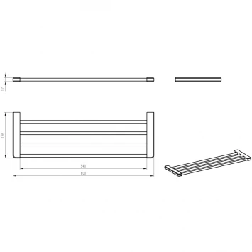 Полка для полотенец Wonzon & Woghand WW-V3901-MB 60 см, хром