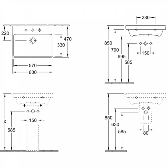 Раковина 60x47 см Villeroy &amp; Boch Avento 415860R1