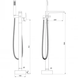 Смеситель напольный для ванны Wonzon &amp; Woghand Fit WW-88649009-BG золотой матовый