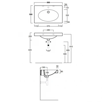 Раковина 80x50 см Simas Lft Spazio LFT44bi*1
