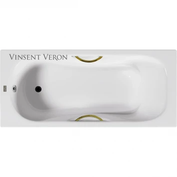 Ванна чугунная Vinsent Veron Aura VAU1707542H/VH0015GD 170x75 см, с ручками, белый