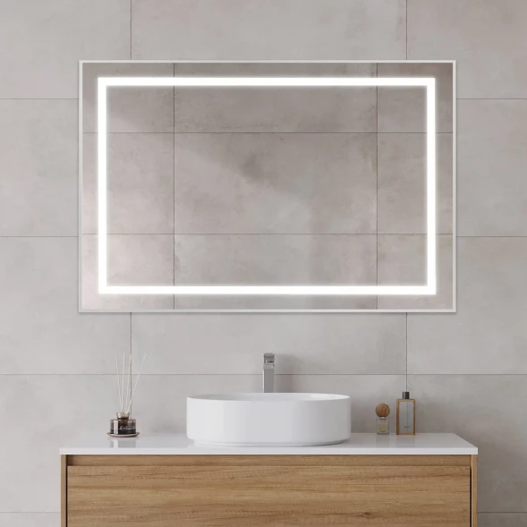 Зеркало BelBagno Kraft SPC-KRAFT-1200-800-SENS-AL 120x80 см, с LED-подсветкой, сенсорным выключателем, алюминий