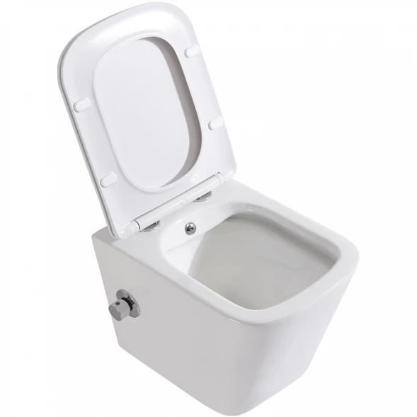 Унитаз подвесной BelBagno Due BB3103CHR-BS/SC безободковый, с функцией биде, с сиденьем микролифт, белый