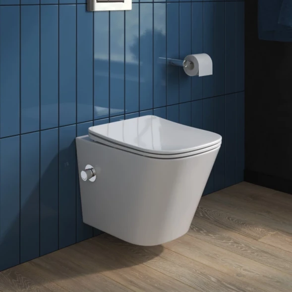 Унитаз подвесной BelBagno Due BB3103CHR-BS/SC безободковый, с функцией биде, с сиденьем микролифт, белый